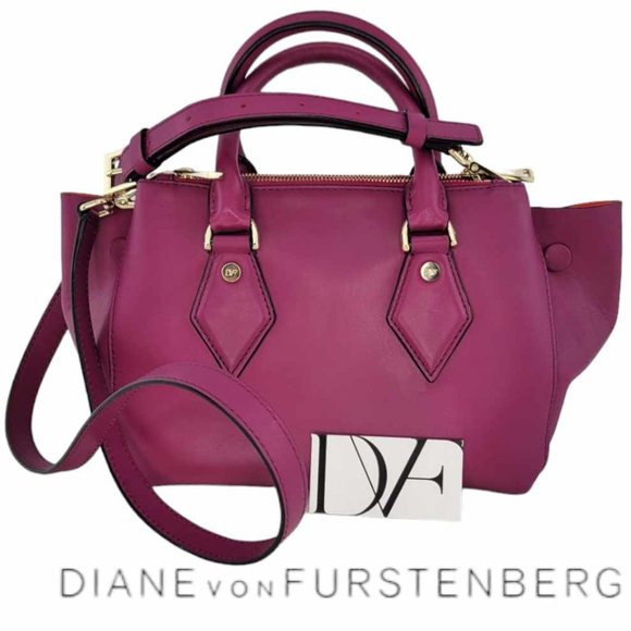 Diane Von Furstenberg Handbags - AUTHENTIC Diane von Furstenberg Women's Voyage Double Zip Satchel - Mulberry